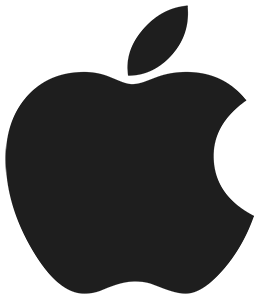 A black apple logo is shown.