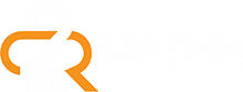 A black and orange logo for c 2 r winking.